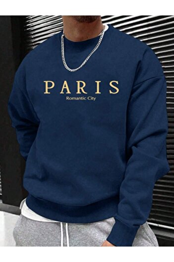 Altamira Ανδρικό φούτερ με λαιμόκοψη με στάμπα Petrol Blue Paris