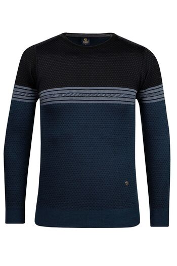 Çizgi Triko Pulover pentru bărbați din tricotaje cu dungi - decolteu, mânecă cu imprimeu, talie elastică, tricot din oțel - Fit Regular 5009C
