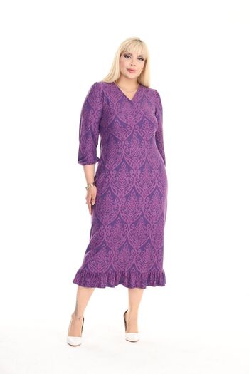 mami butik Plus Size Zipparali Double Breasted Long Sleeve Skirt with Ruffle Seasonal Dress