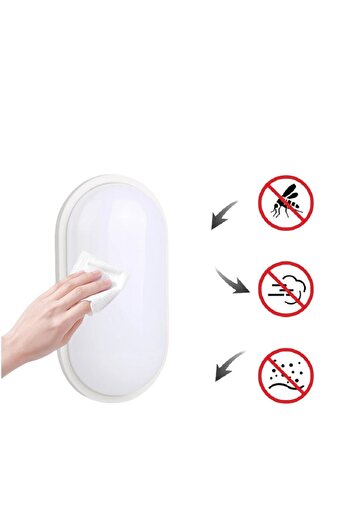 SeKaTech Aydos 15w Oval Beyaz Led Nem Su Geçirmez Banyo Bahçe Balkon Modern Tavan Lambası Beyaz Işık Ip65