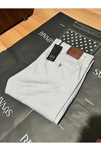 SÜVARİ Caesar Style Thin Linen Trousers - Pullover Slim Calip, Dobby Pattern, Stone Color