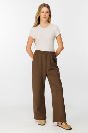 Hooopstore Scuba Brown Trousers - Elastic Waist