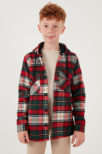 Lela Winter Boy's Shirt - Plaid, Hoodie and Pocket Cf24W81779