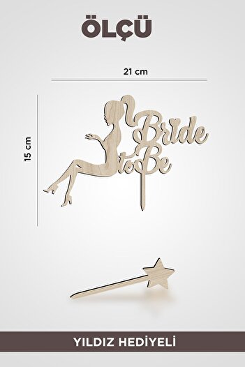 AHWART Bride to Be Pasta Süsü Mdf Topper Yıldız Hediyeli