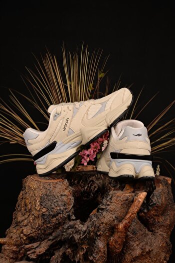 Lescon Unisex Bej 4 Mevsim Sneaker Terletmez Kaydırmaz Koku Yapmaz Ortopedik Tarz Yürüyüş Ayakkabısı