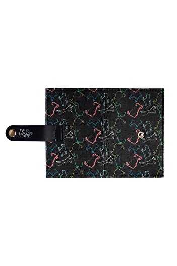 Biggdesign Dogs Black Felt Passport Cover