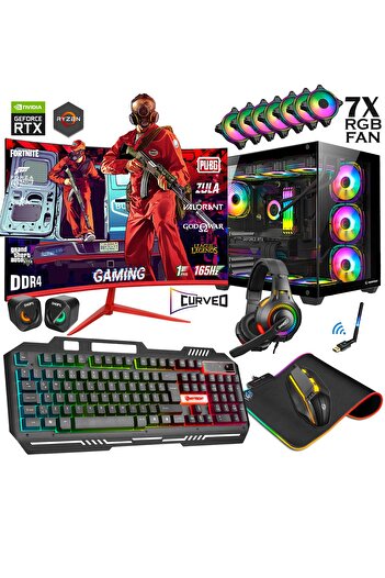 Zeiron xTreme V9 Ryzen 7 5700X 32GB RAM 1TB M.2 Nvme SSD RTX3050 6GB 24" 165Hz Oyuncu Masaüstü Bilgisayar