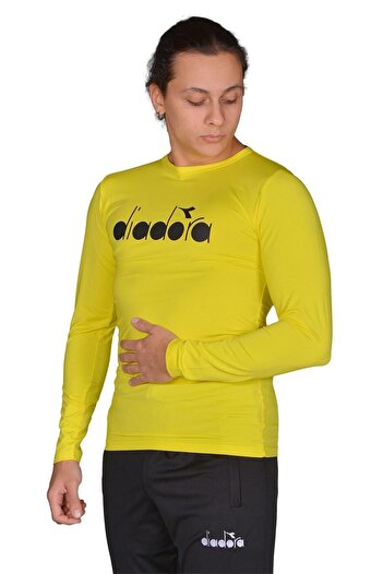 Diadora Soloben - Erkek Sarı Uzun Kollu Spor T-shirt - Tsrt-zn