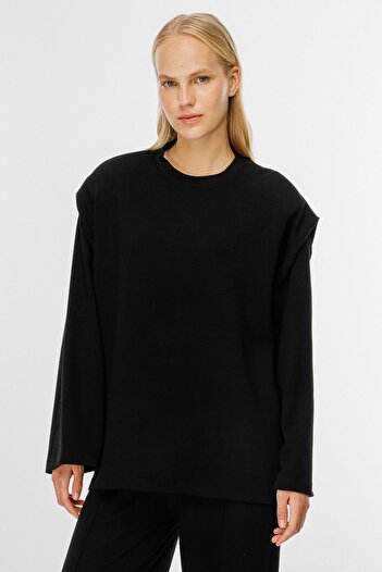 Hooopstore Black Compact Cotton Sweatshirt - Padded