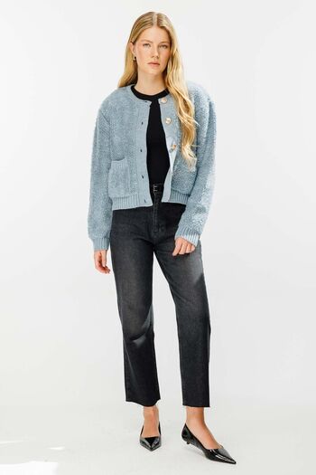 Hooopstore Premium Tedy υφή Ice Grey ζακέτα