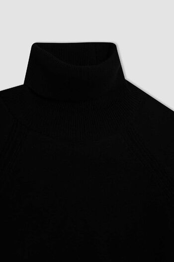 DeFacto Girl's Black Turtleneck Basic Plain Knitwear Sweater R1953A624Wn