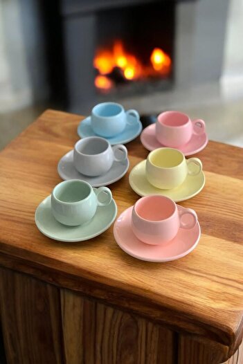 İLİVA Colorful Coffee Cup Set for 6 People