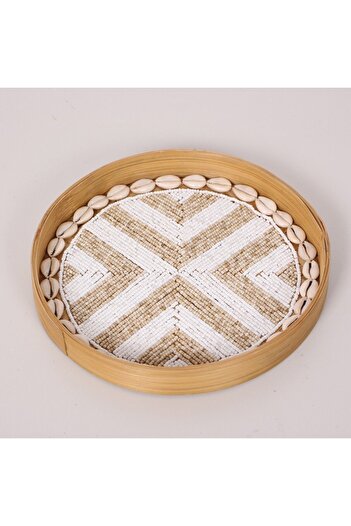 Mylamp Anadolu Boncuklu Bambu Duvar Dekoru &Tepsi  25 cm