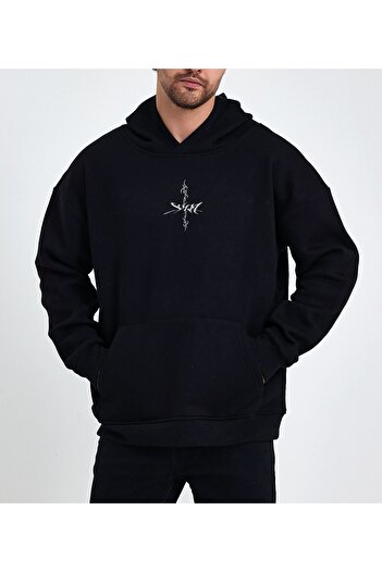 Uniquetex Oversize Hooded Vek Pars Sweatshirt Hoodie