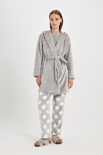 DeFacto Welsoft Plush Long Sleeve Dressing Gown - Fall in Love Wrap Collar C5483Ax24Au