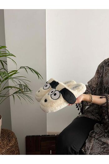 Behtah Kundura Чоловічі та жіночі домашні капці - з вухами собаки, з безшумною підошвою, плюшеві, пухнасті, весільні капці