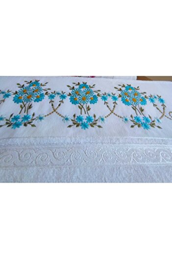 GONCA TEKSTİL 50x90 см Рушник для обличчя з вишивкою «Турецький бірюза»