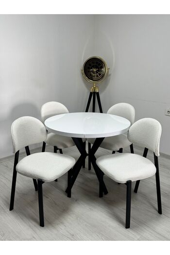 Royal Nobel Yuvarlak 4 Kişilik Mutfak Masası Takımı (MDF)