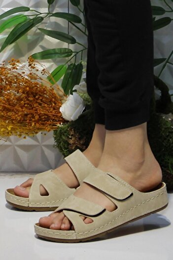 fort 1801 Mulex Bej Comfort Anatomik Rahat Kadın Terlik