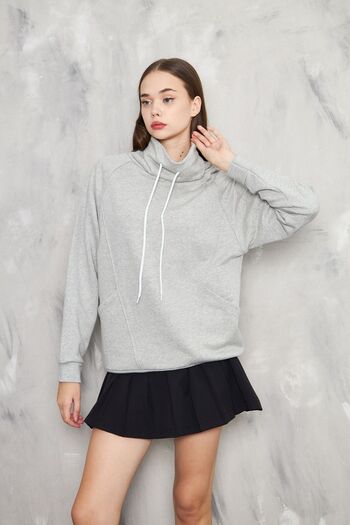KİM Kİ O Women's - Gray Collar, Comfortable Legs, 3 Thread Sweatshirt with Pockets
