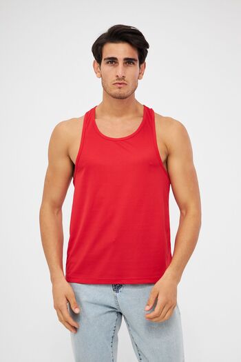 YÜKSEL IŞIK Men's Red Printed Sports Tank Top