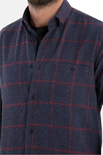 Varetta Ανδρικό πουκάμισο Navy Blue Checked Wool Wide Cut με τσέπες - Winter Original