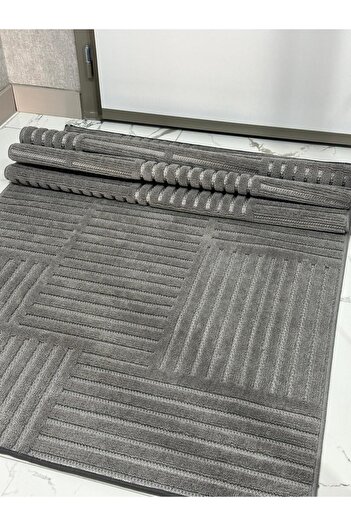 MBA VERONA 9202 Antrasit Yumuşak Dokulu Halı Kilim Salon Mutfak Koridor Kesme Yolluk Dokuma Halı