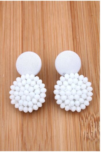 mos&more Textured White Earrings with Cutout Beads
