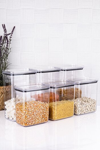 Home 6-Piece Food Storage Set - Vacuum Lid, Label, 2900-2200 ml