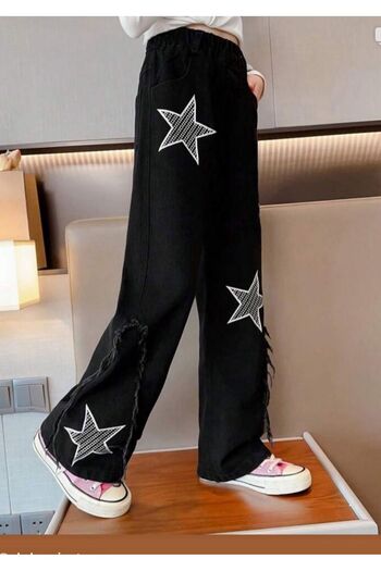 alhemengelir High Waist Starry Vintage Denim Baggy Pants - Y2K