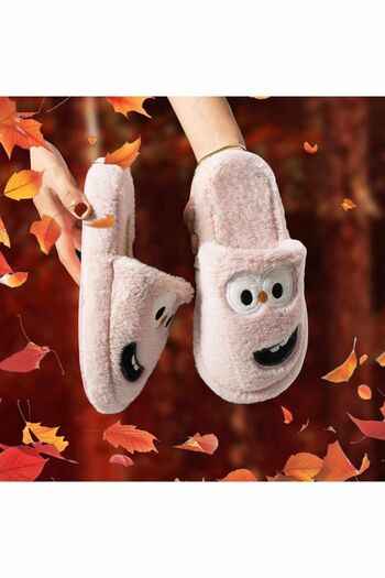 Behtah Kundura Men's Women's Funny Faced Plush Fluffy House Slippers - Smiling Silent Based Dowry Bundle Slippers