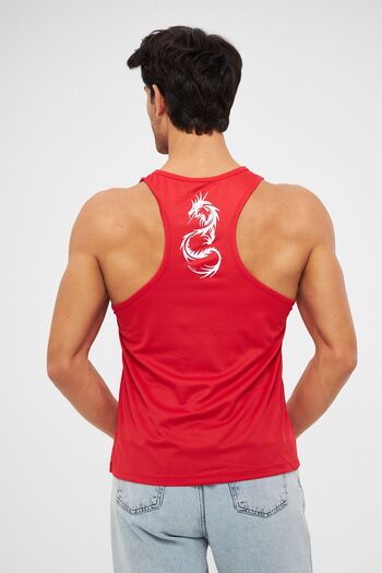 YÜKSEL IŞIK Men's Red Printed Sports Tank Top