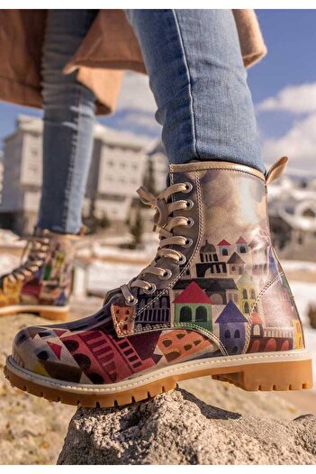 Dogo The Unknown Land - Women's Vegan Leather, Multicolored Long Boots