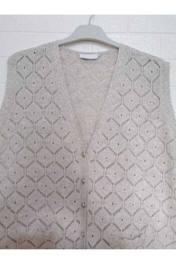 anne moda ankara Long Knitwear Summer Vest - Lace Motif