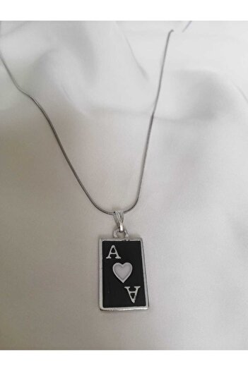 Judas Takı Black Mug Ace Necklace with Steel Chain