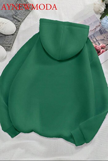 PENTHİLUS Φούτερ με κουκούλα Khaki Oversize - 3 Cute Panda εμπρός με στάμπα