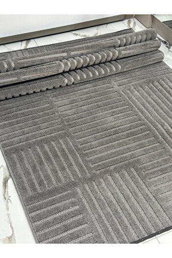 MBA VERONA 9202 Antrasit Yumuşak Dokulu Halı Kilim Salon Mutfak Koridor Kesme Yolluk Dokuma Halı