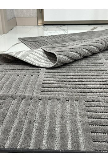 MBA VERONA 9202 Antrasit Yumuşak Dokulu Halı Kilim Salon Mutfak Koridor Kesme Yolluk Dokuma Halı