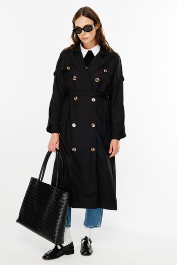 Hooopstore Μαύρο Oversize Soft Trench Coat