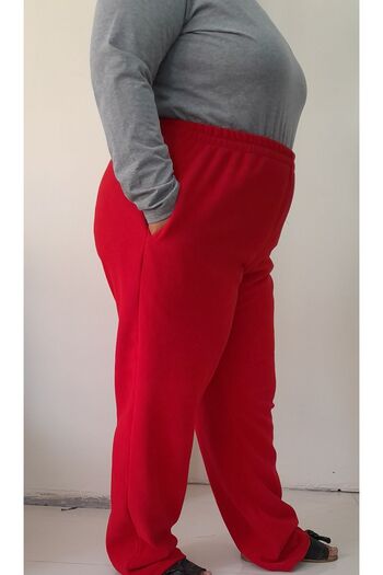 Mertcan Butik Red Fleece Pocket Sweatpants
