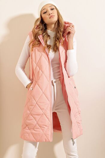 Bigdart 5140 Hooded Long Puffer Vest - Powder
