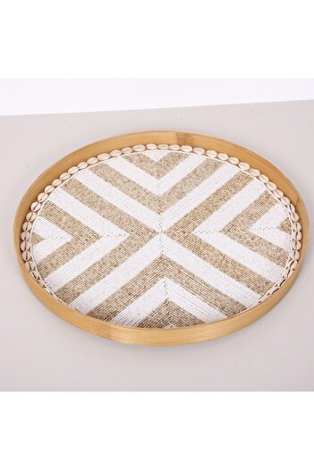 Mylamp Anadolu Boncuklu Bambu Duvar Dekoru &Tepsi  45 cm