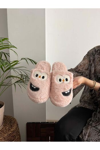 Behtah Kundura Men's Women's Funny Faced Plush Fluffy House Slippers - Smiling Silent Based Dowry Bundle Slippers