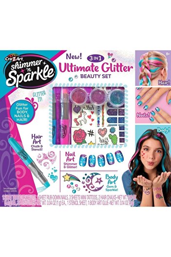 Shimmer N Sparkle 3-in-1 Ultimate Glitter Beauty Set