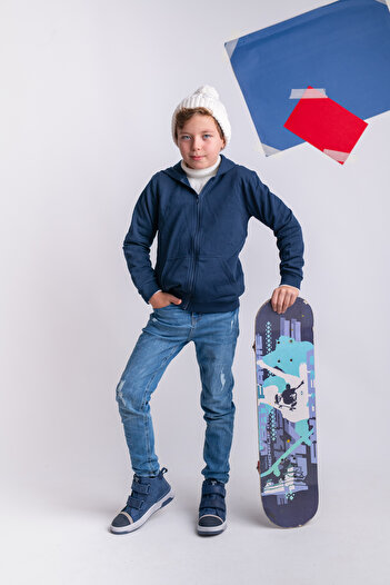 kids A more Axel Çift Cırtlı Deri Erkek Çocuk Bot Kot Rengi