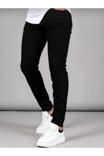 KING SEZAR Erkek Siyah Slim Fit Likralı Esnek Jeans Erkek Kot Pantolon
