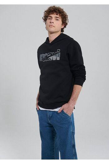 Mavi Logo Printed Hooded Black Sweatshirt 0s10105-900