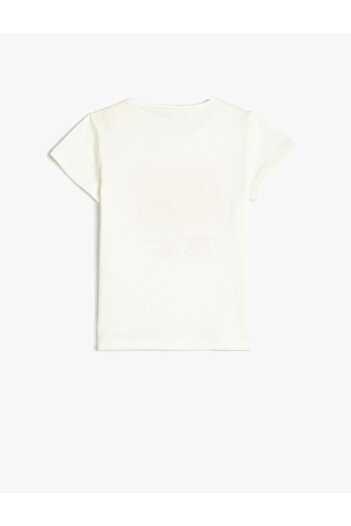 Koton Ataturk Printed Cotton T-Shirt - Short Sleeve, Double Sided Sequins