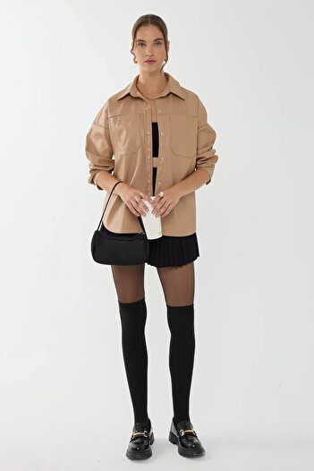 Hiccup Faux Leather Oversized Shirt