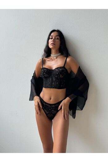 Cansoy Glitter Cupless Black Bustier Set (692t)